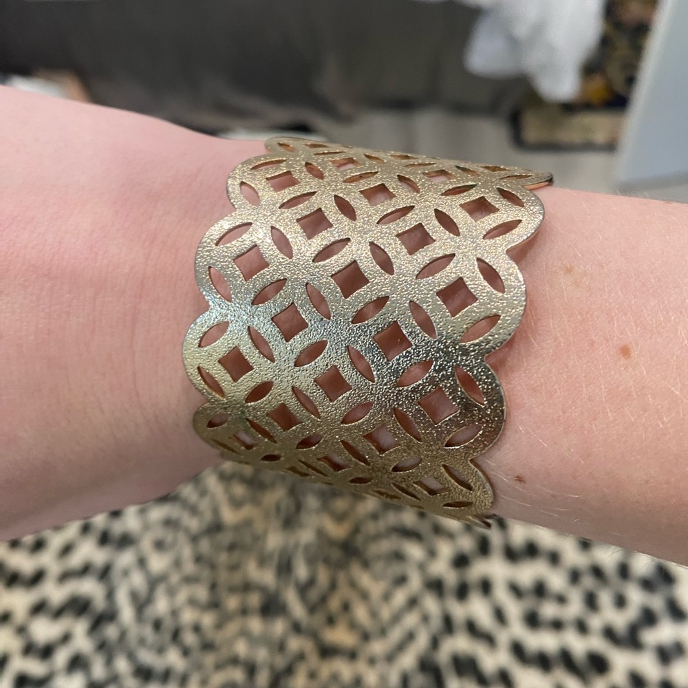 Gold Lattice Adjustable Cuff Bracelet